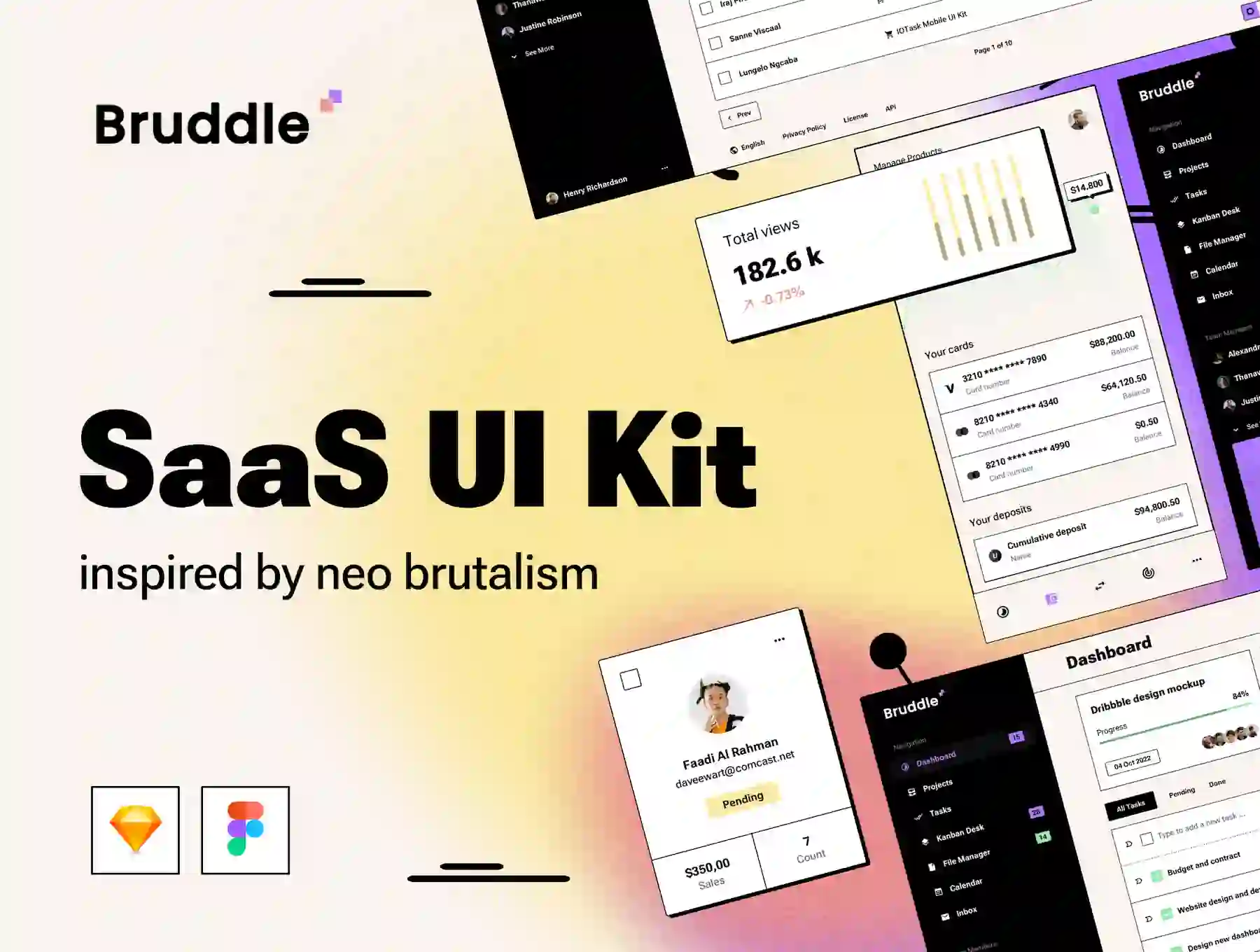 Bruddle - Neo brutalism UI kit for SaaS Dashboards