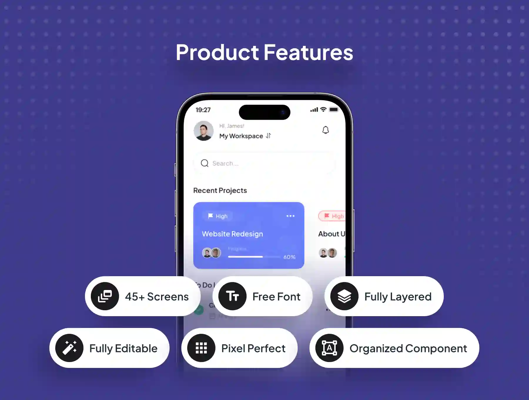 DeskPro - Project Management Mobile App UI Kit
