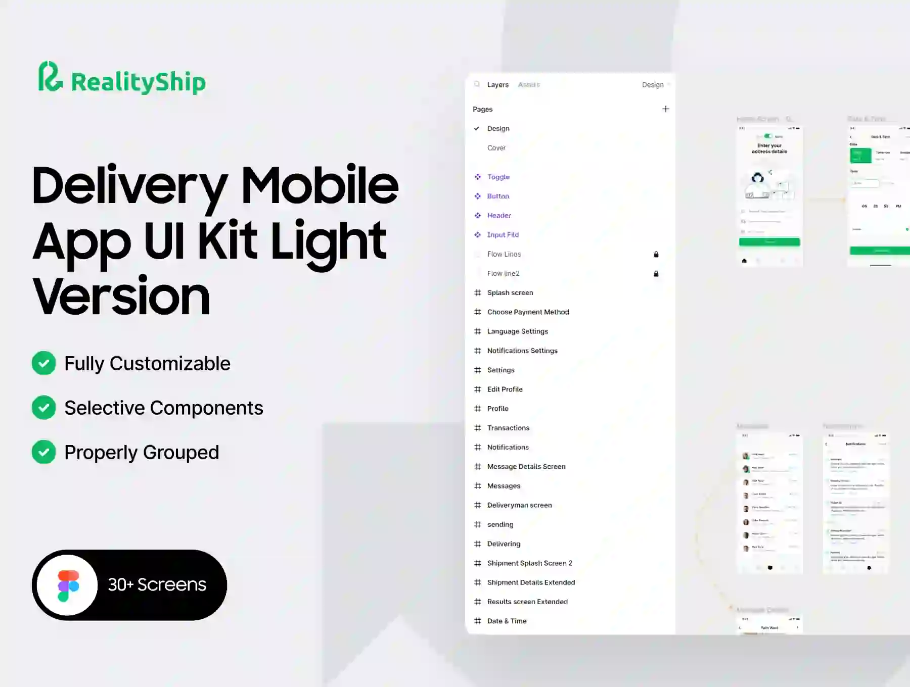 RealityShip - delivery and shipping app UI kit Design