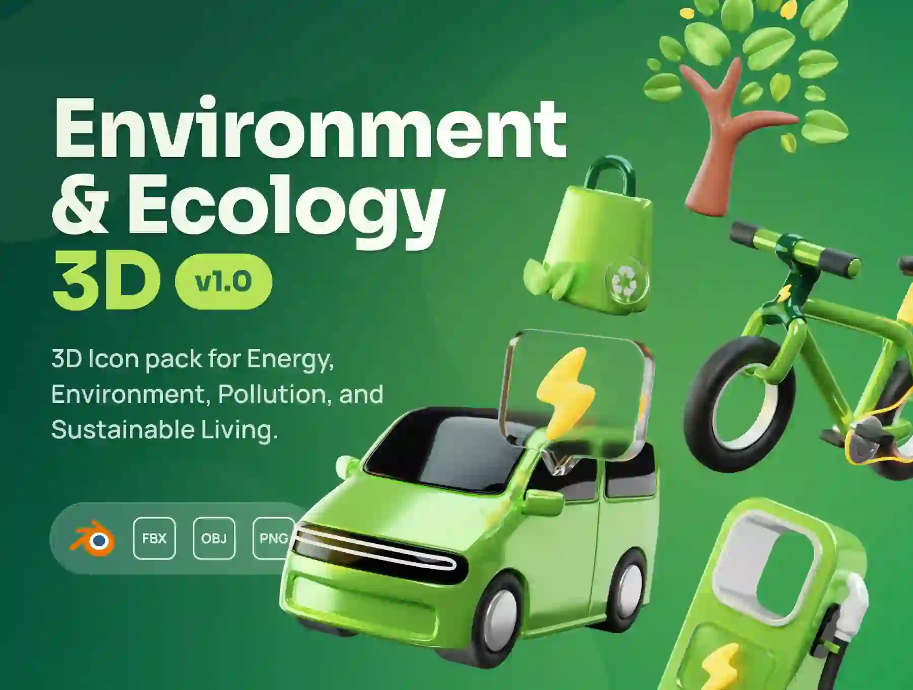 Greeny - Environment & Ecology 3D Icon Set