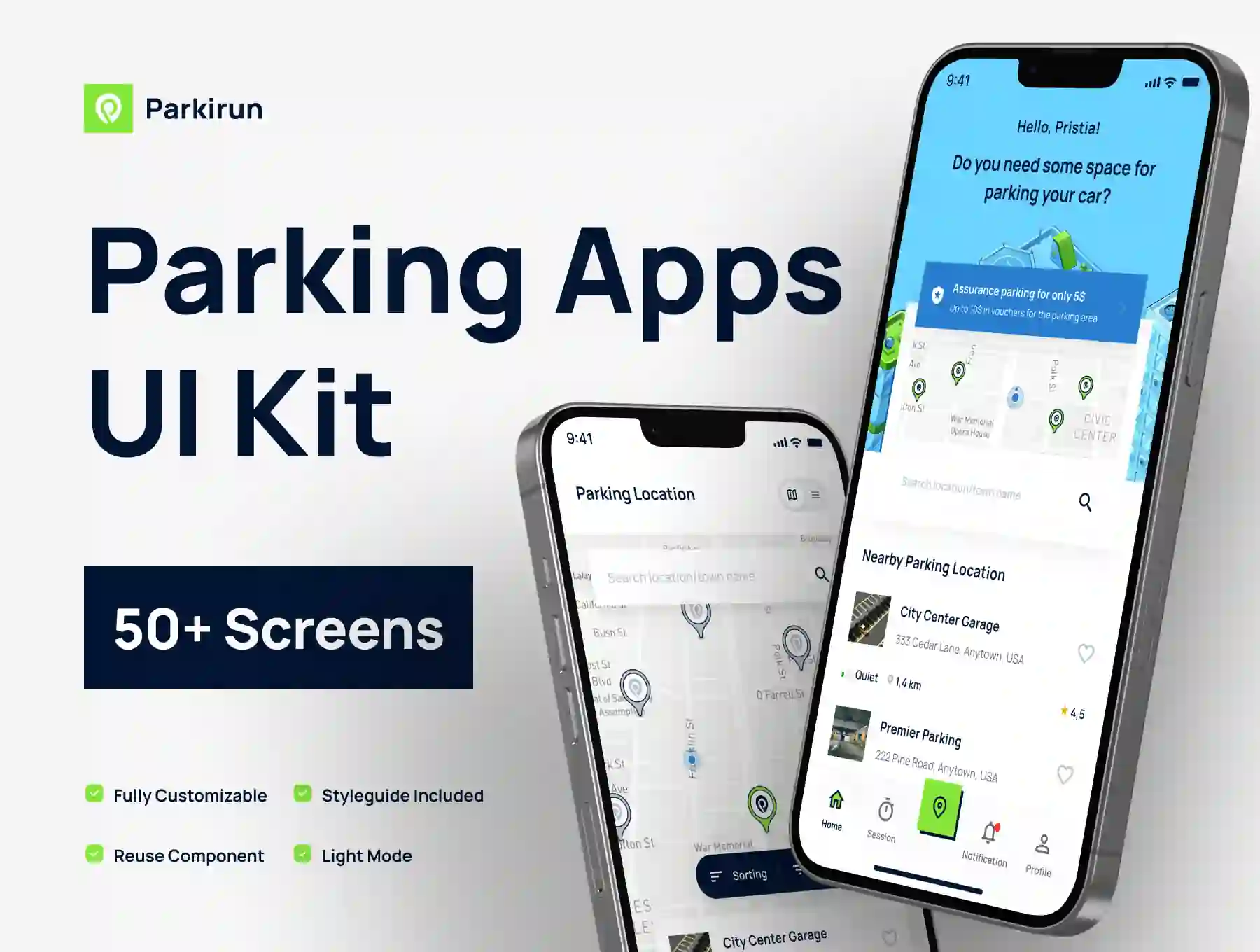Parkirun - Parking Mobile Apps UI Kit