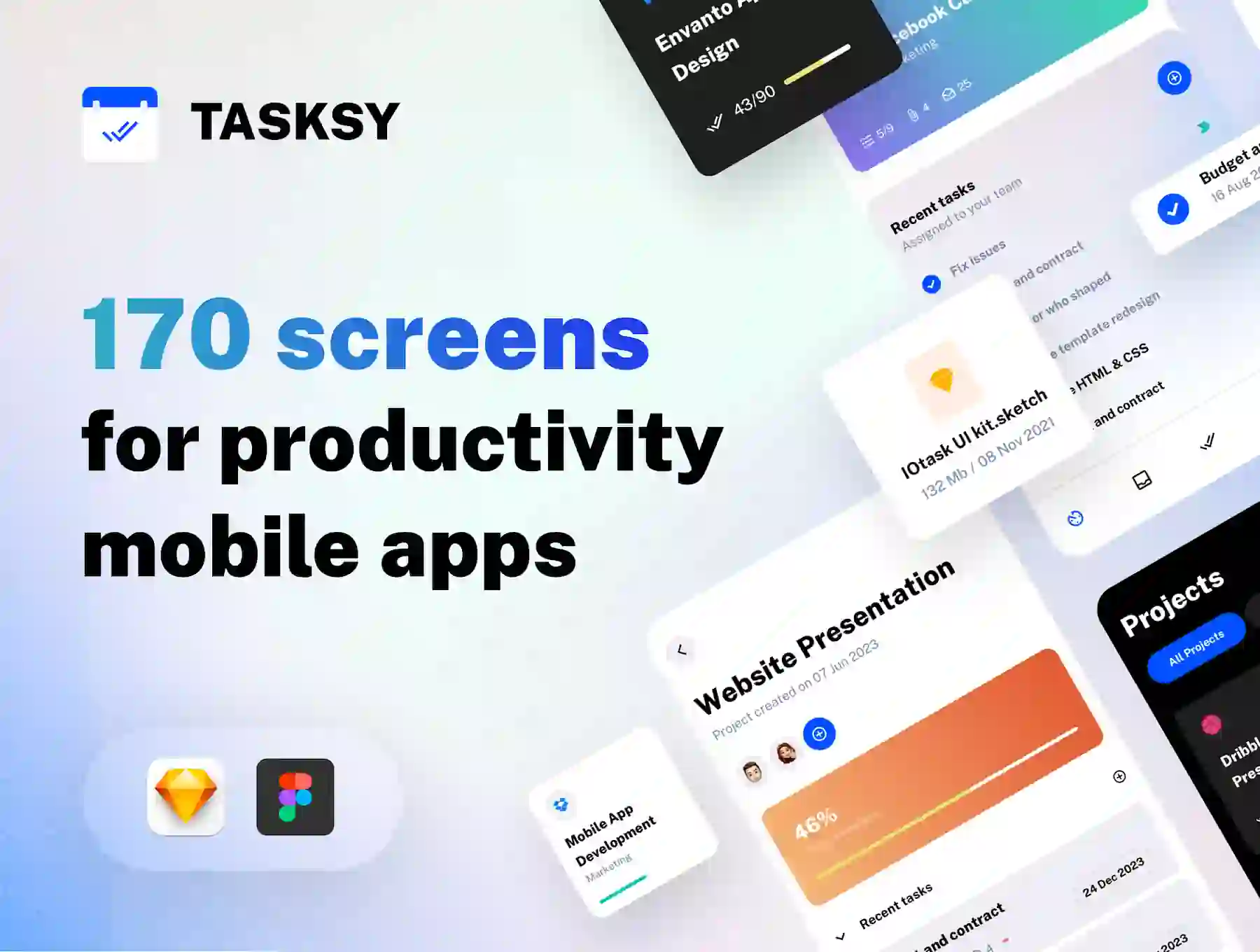 Tasksy - UI kit for Productivity Mobile Apps