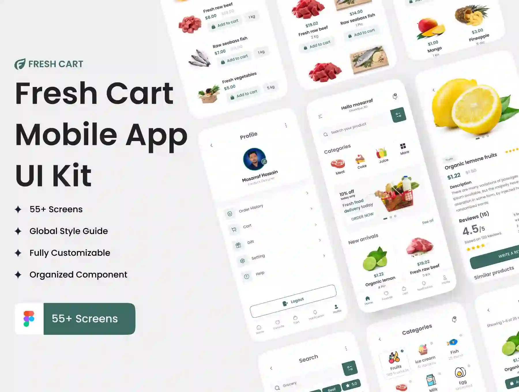 Fresh Cart-Grocery Mobile App UI Kit