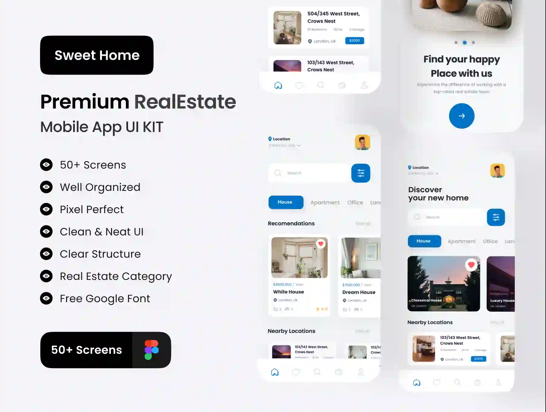SweetHome -Real Estate App UI Kit