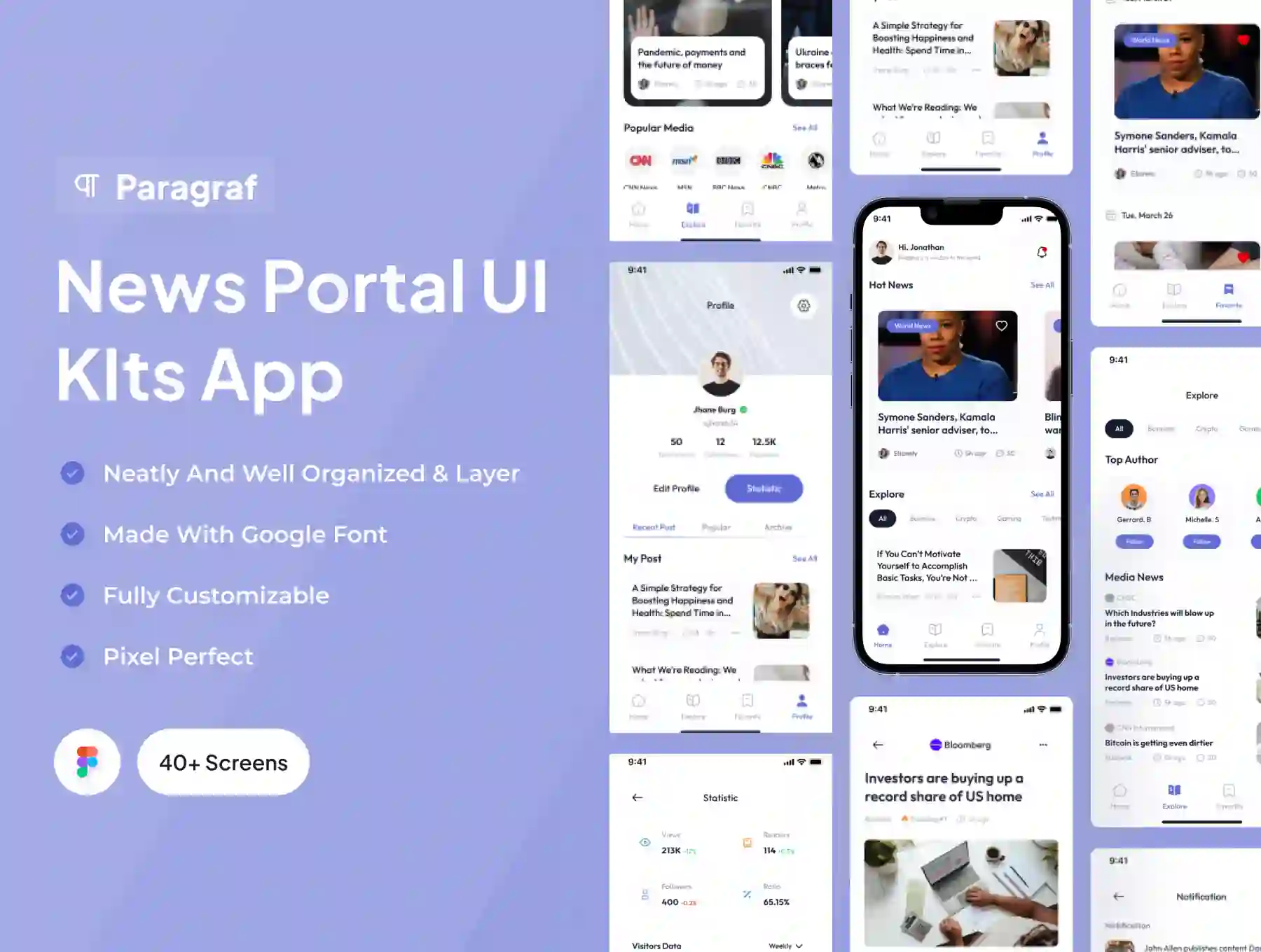 Paragraf - News Portal App Ui Kits