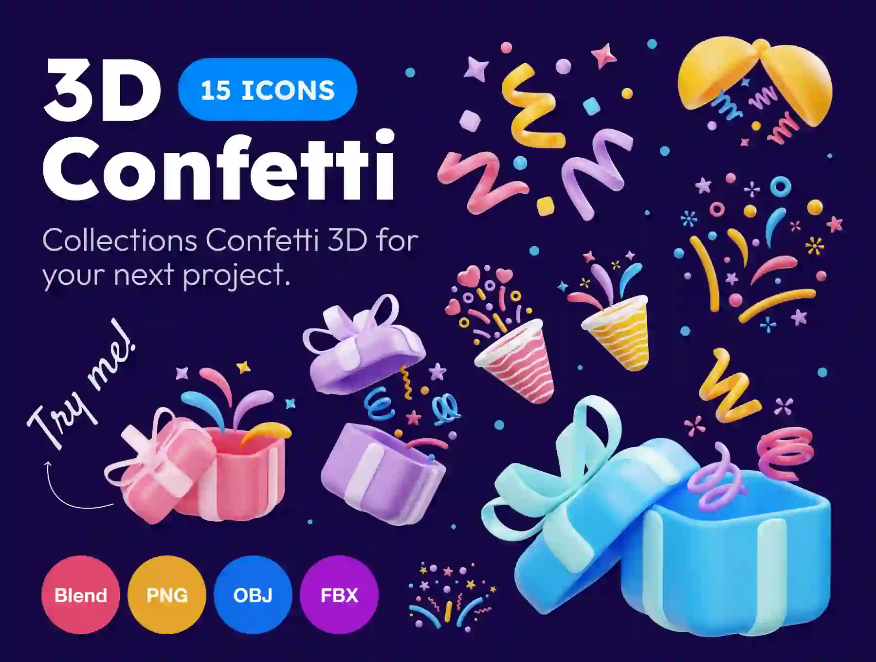 Confetti 3D Icon