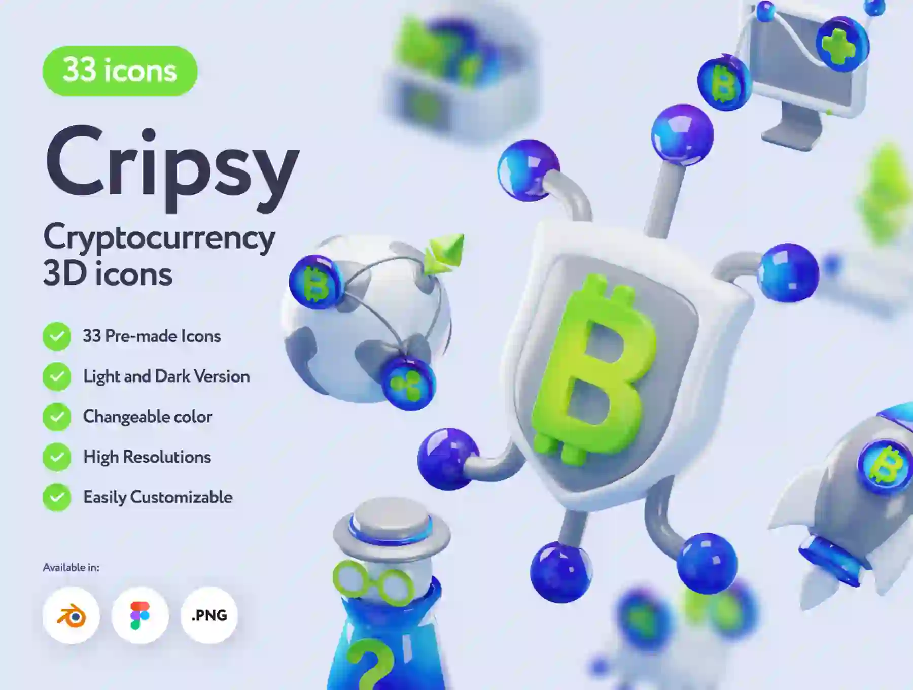 Cripsy Cryptocurrency 3D Icons