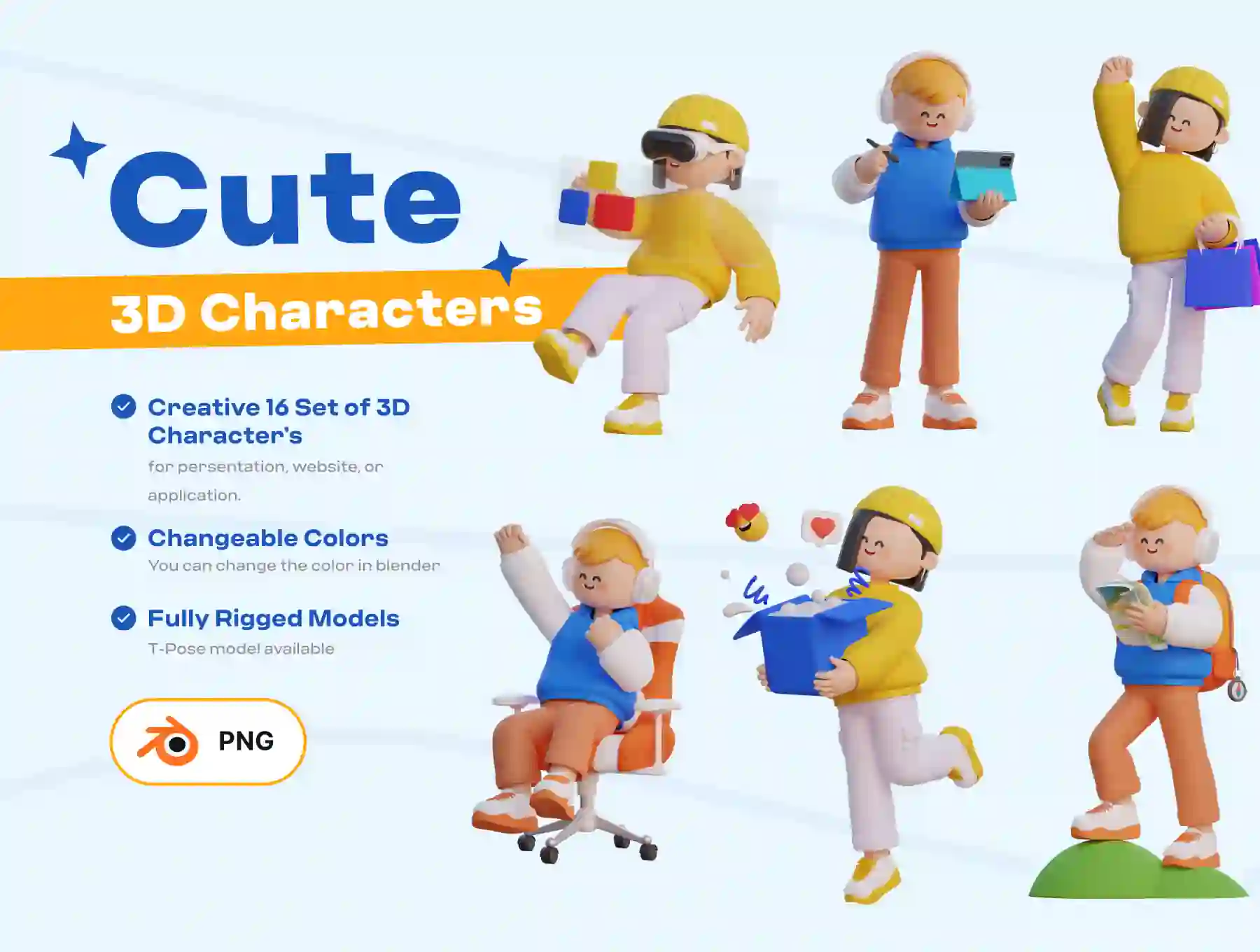 Cute 3D characters