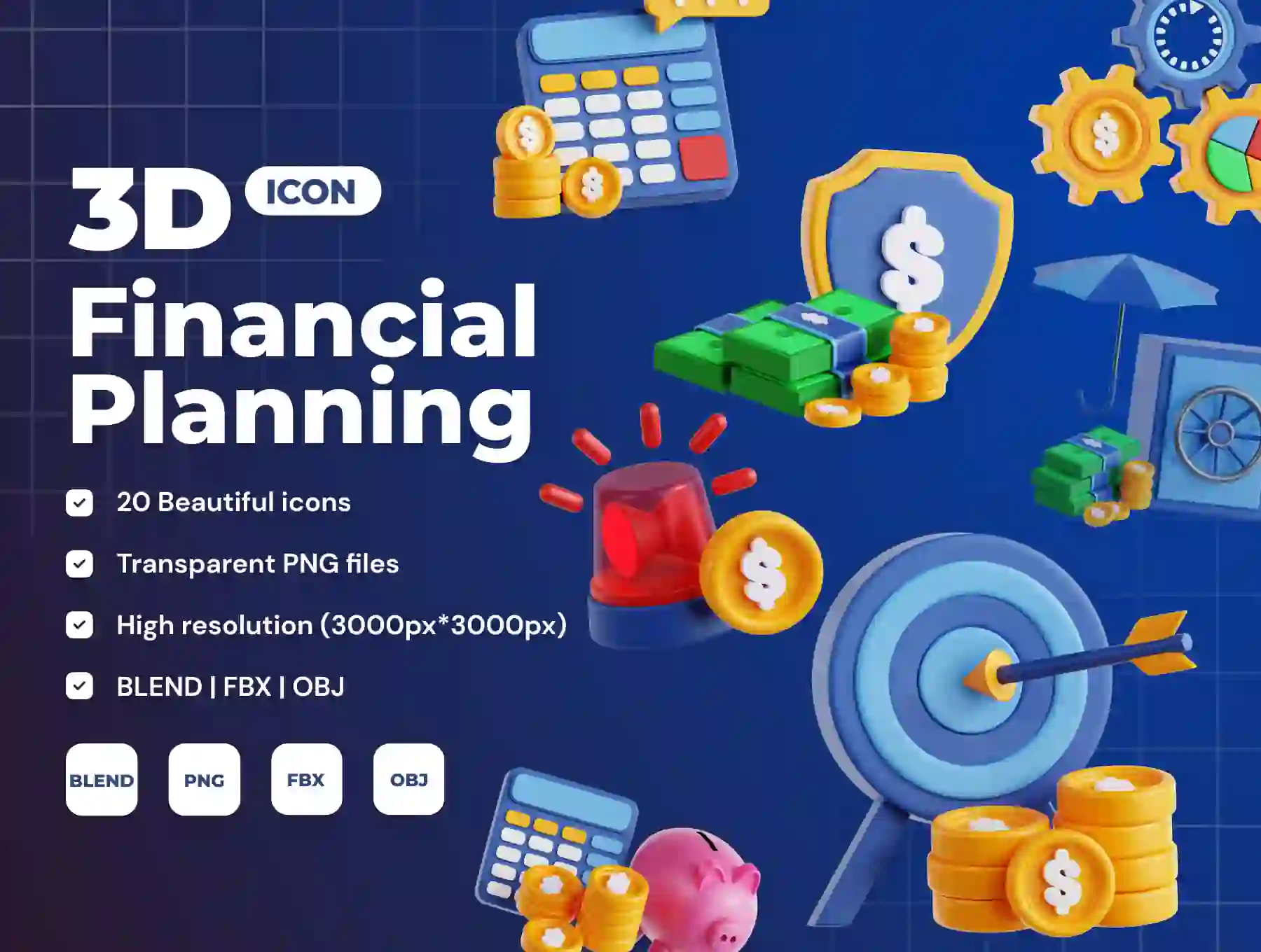 Financial Planning 3D Icon Set