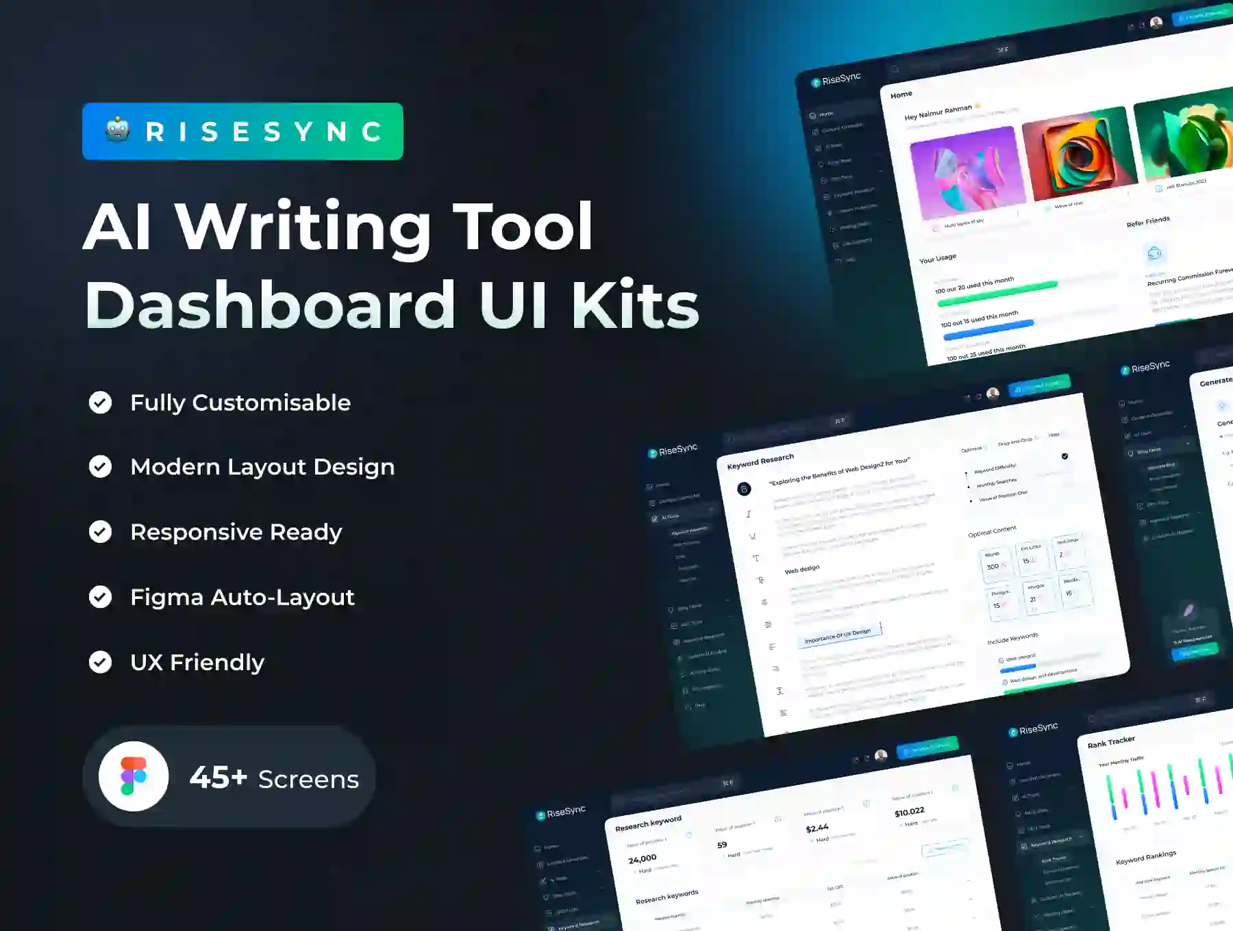 RISESYNC - Ai Writing Tool Dashboard UI Kit