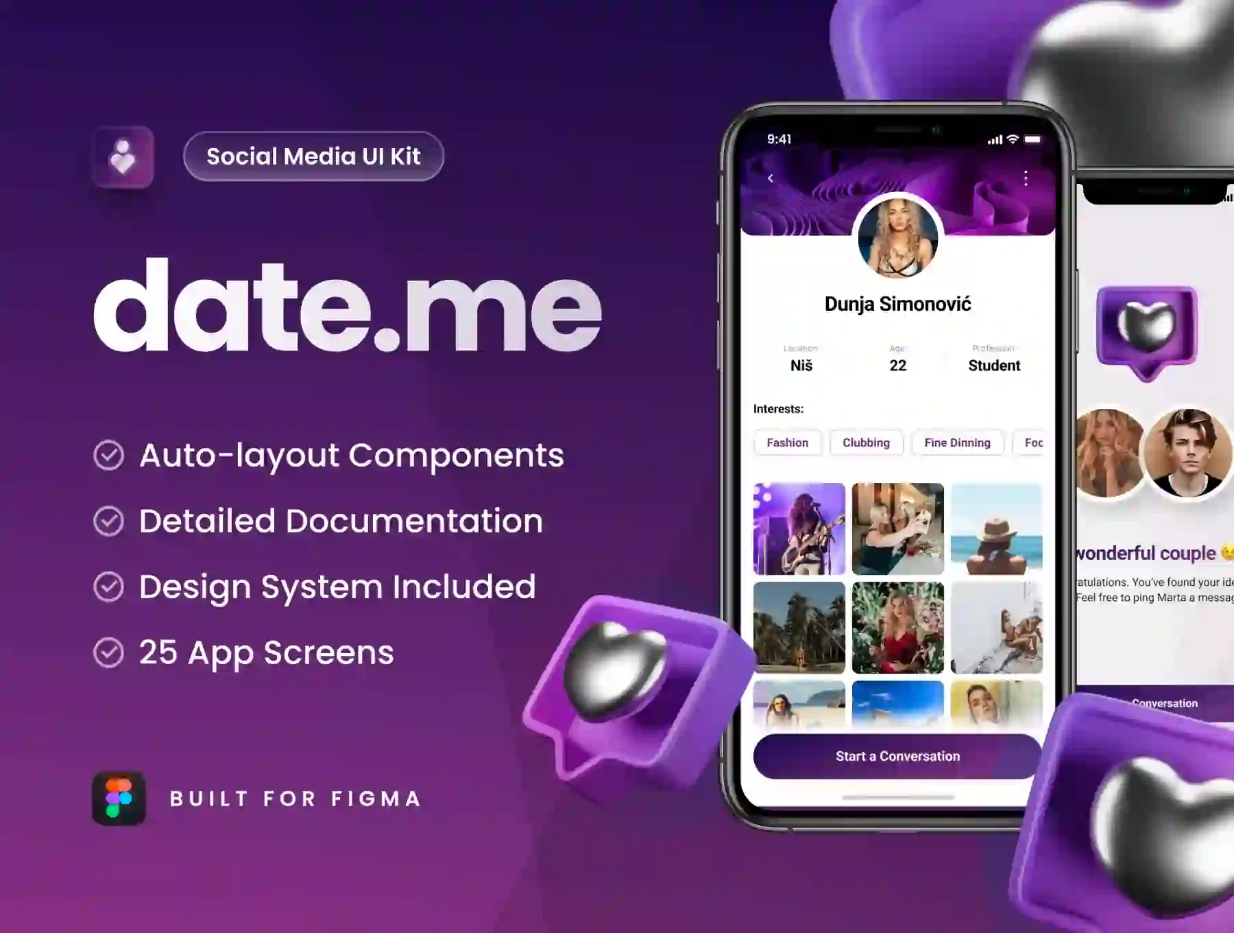 Date.me - Dating App UI Kit