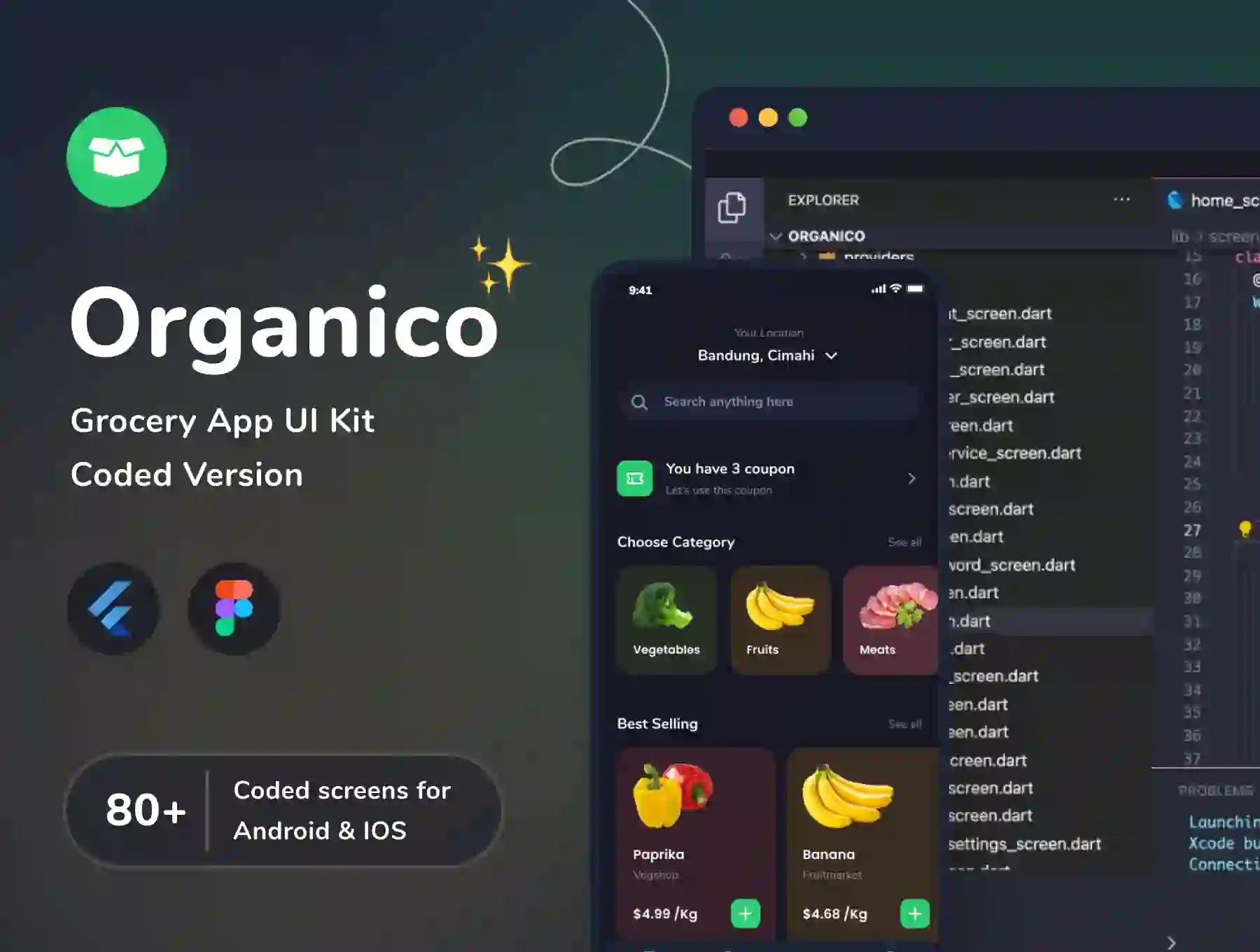 Organico Grocery App UI Kit (Design + Code)