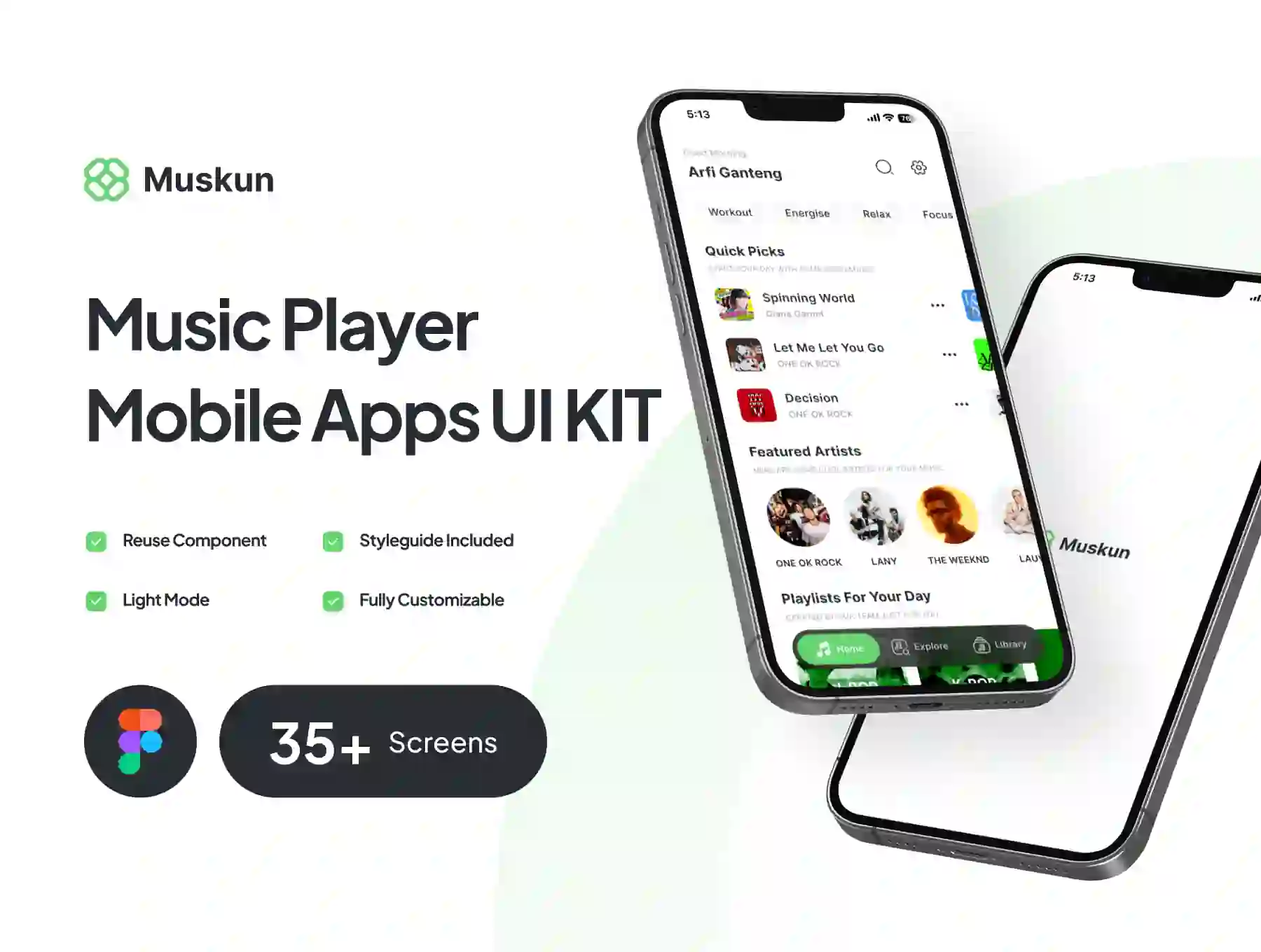 Muskun - Music Player Mobile App UI Kit
