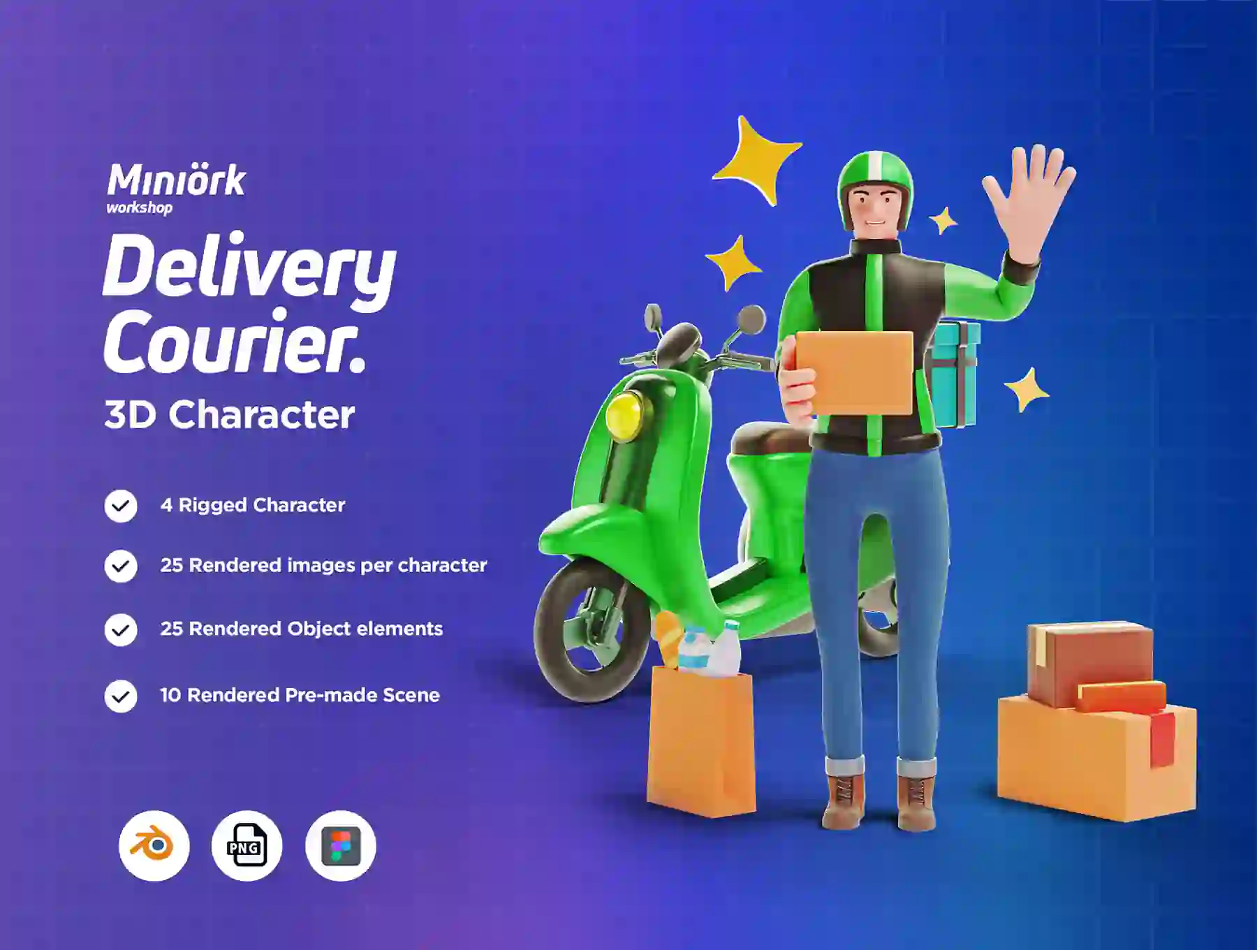 3D Character pack Delivery Courier Illustration