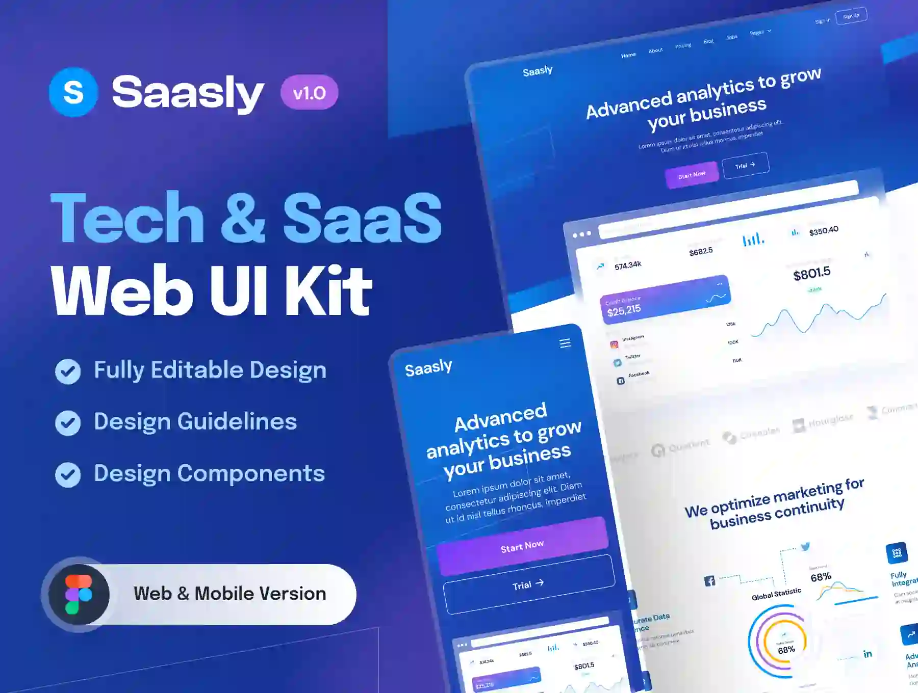 Saasly - Tech & SaaS Website and Mobile UI Kit