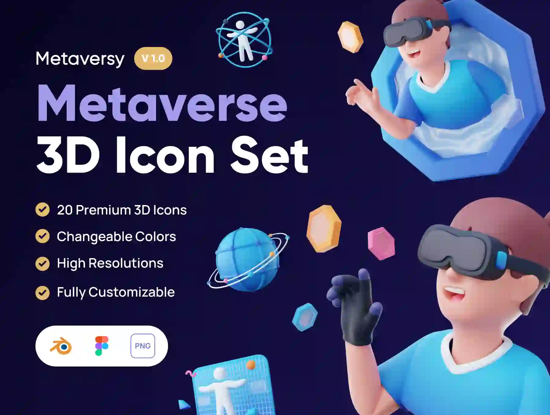Metaversy - Metaverse 3D Icon Set
