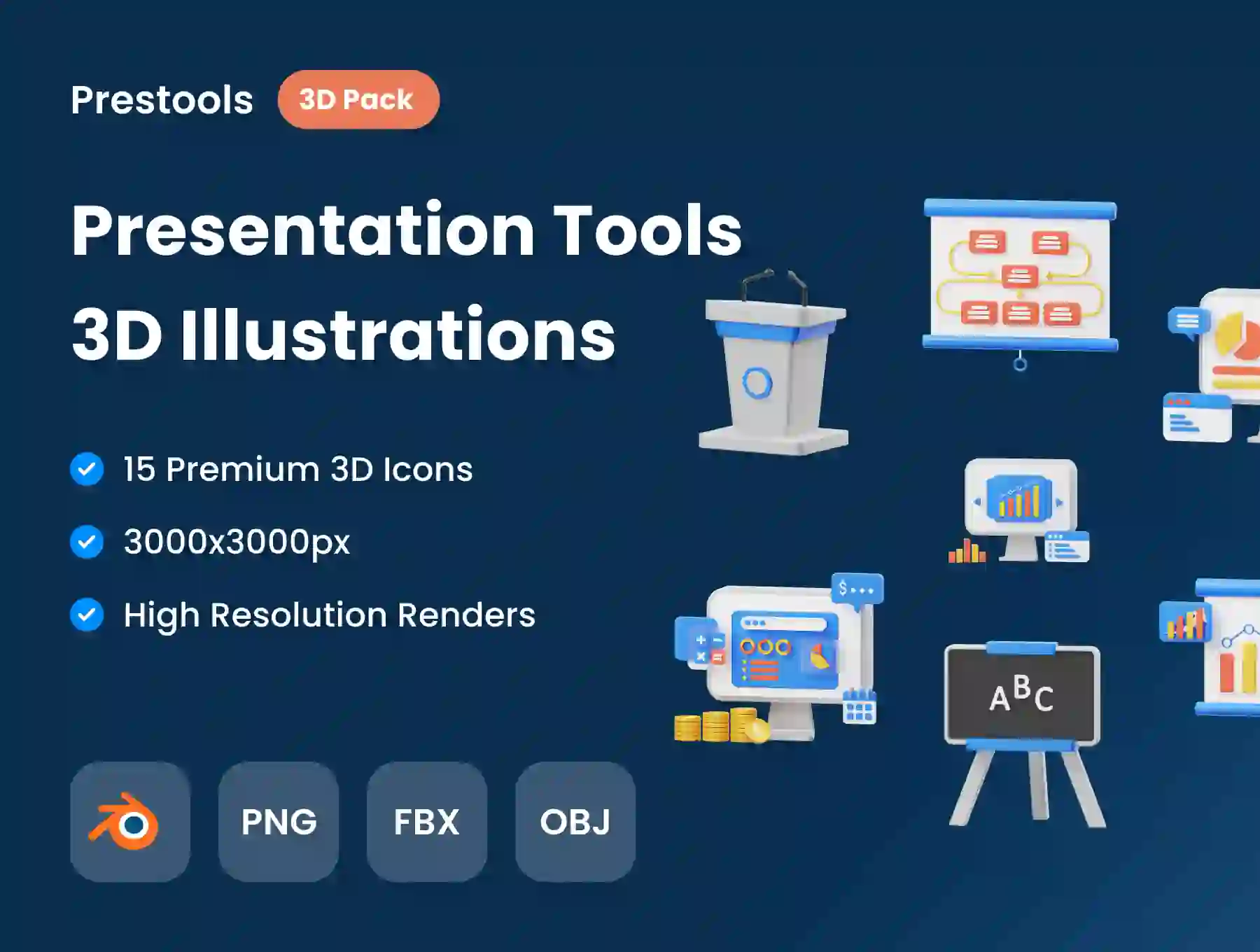 KOKPRESENTATION: 3D Presentation Tools Icons