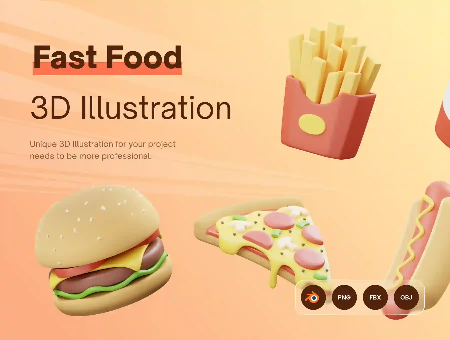 EMAMFOOD: 3D Fast Food and Drink Icons