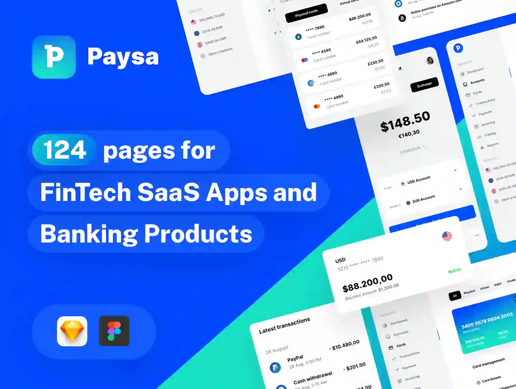 Paysa - UI kit for FinTech Startups, Banking, and Finance Apps