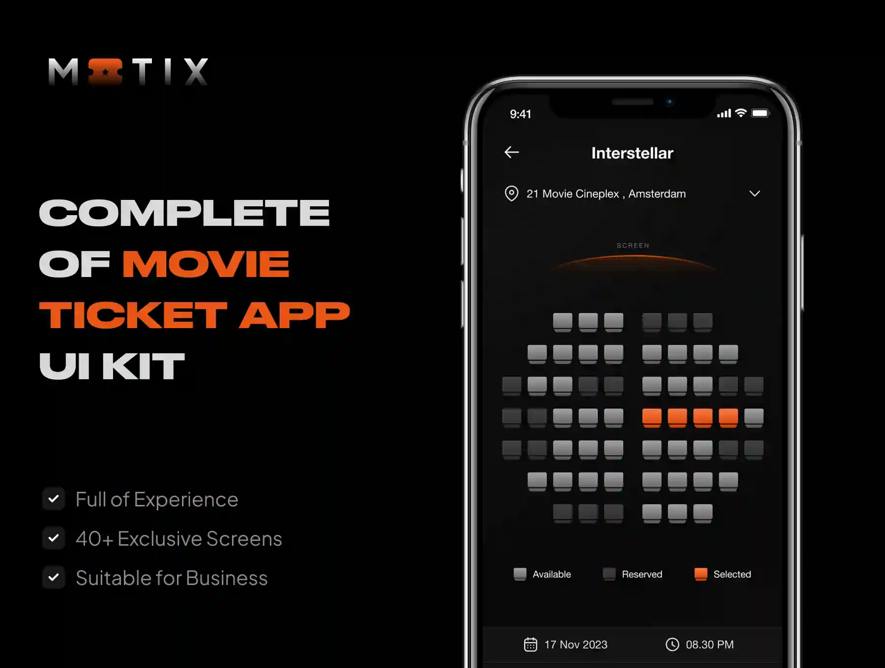 Motix - Movie Ticket App UI Kit