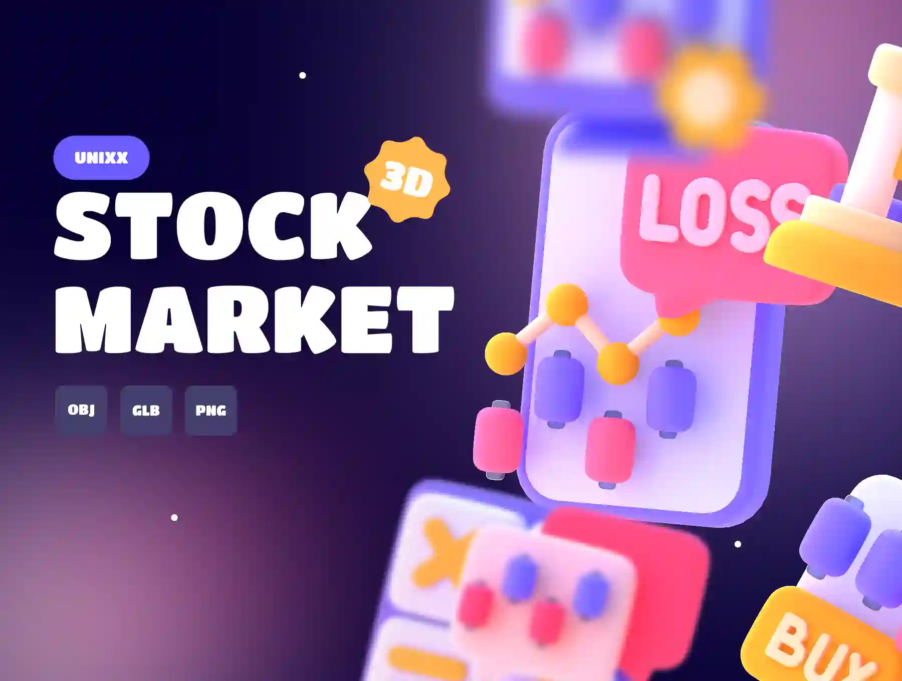 UNIXX - Stock Market Element 3D