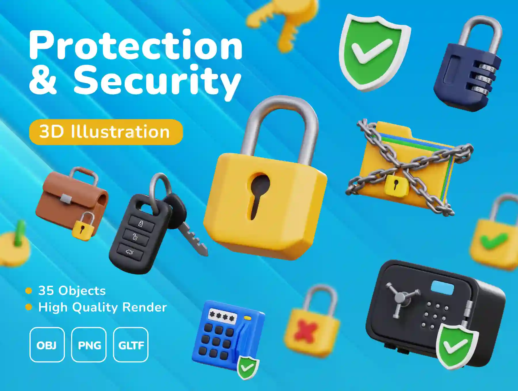 Protection & Security 3D Icon Set
