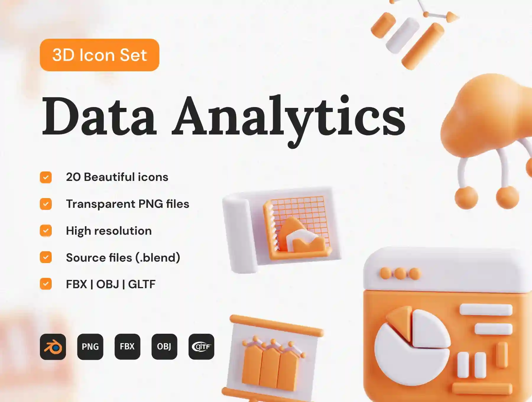 Data Analytics 3D Icon Set