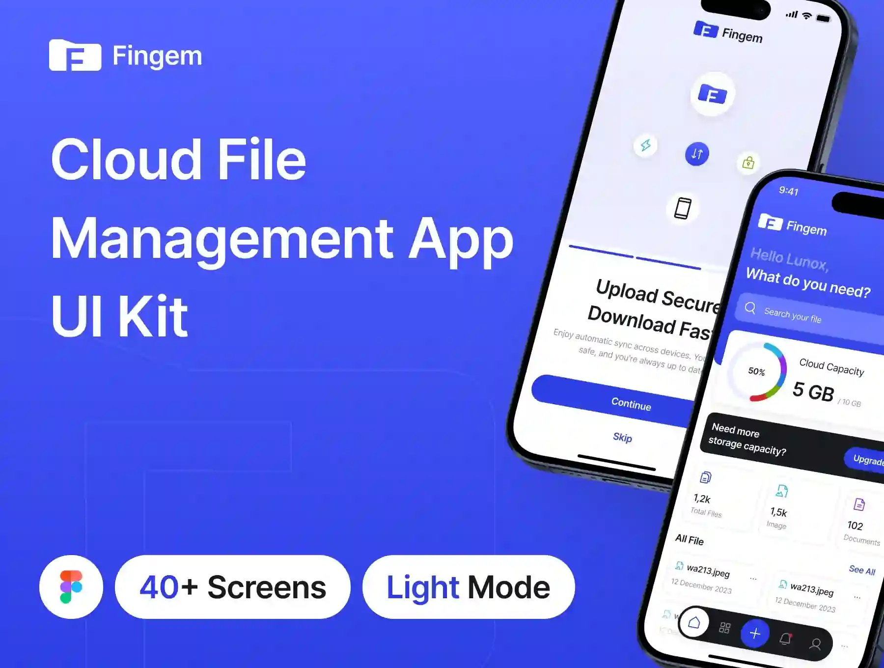 Fingem - Cloud File Management App UI Kit