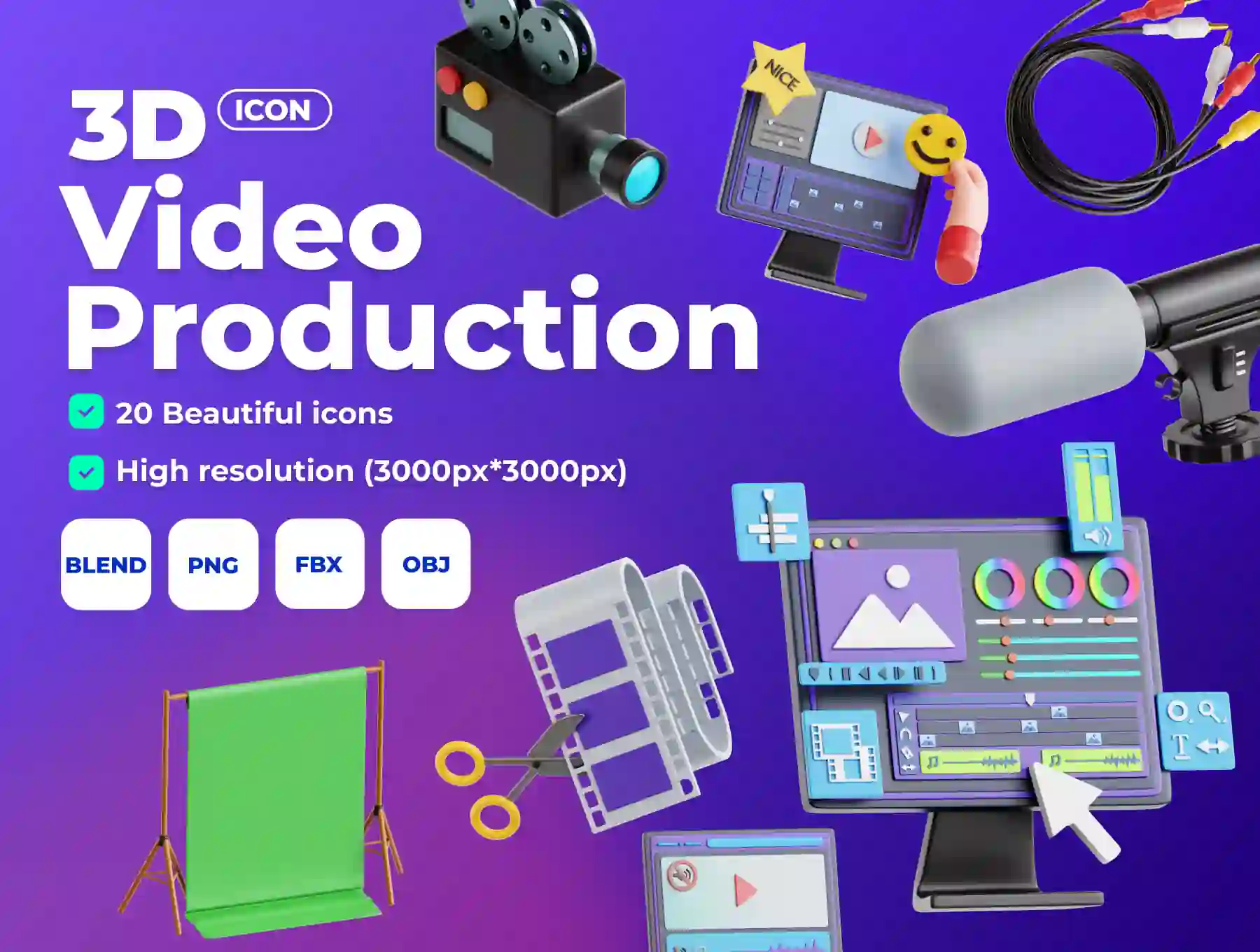 Video Production 3D Icon Set