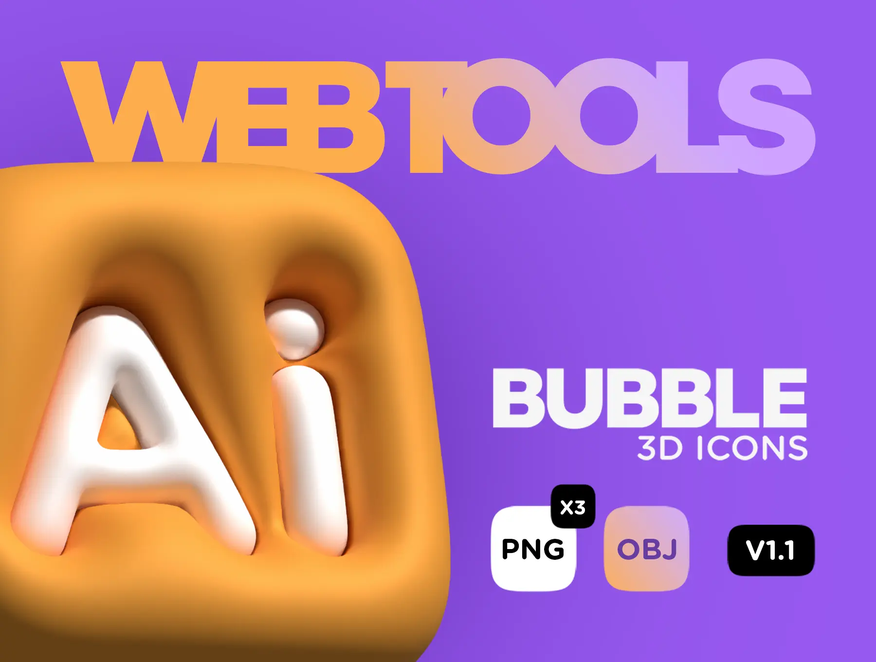 3D Bubble Pack - Web tools icons - OBJ