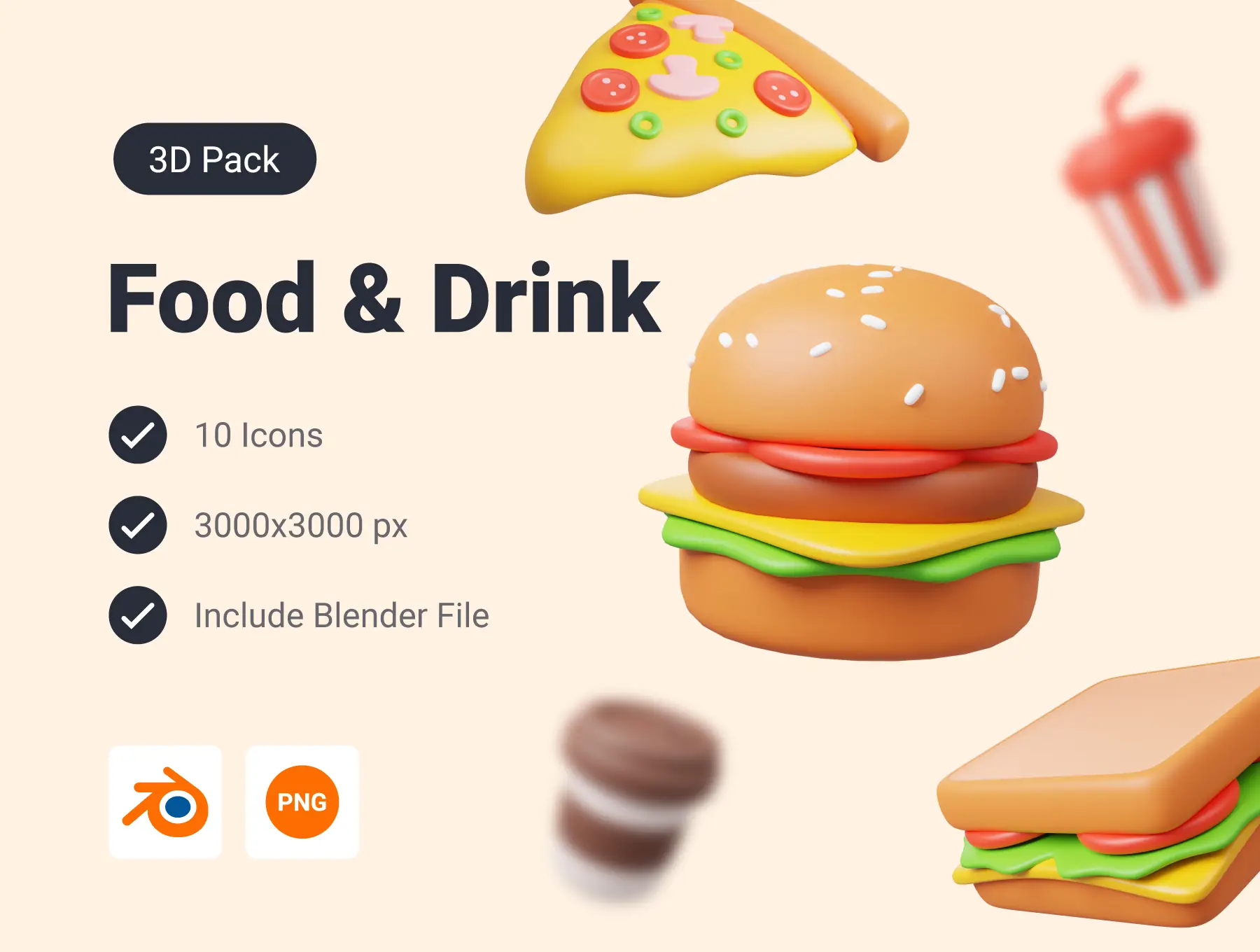 Food and Drink 3D Icon Pack