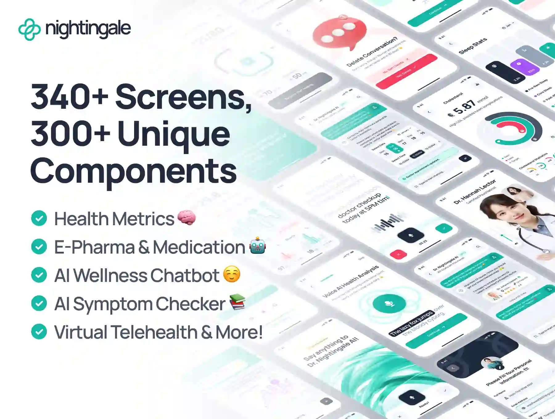 nightingale UI Kit: AI Medical & E-Pharmacy App