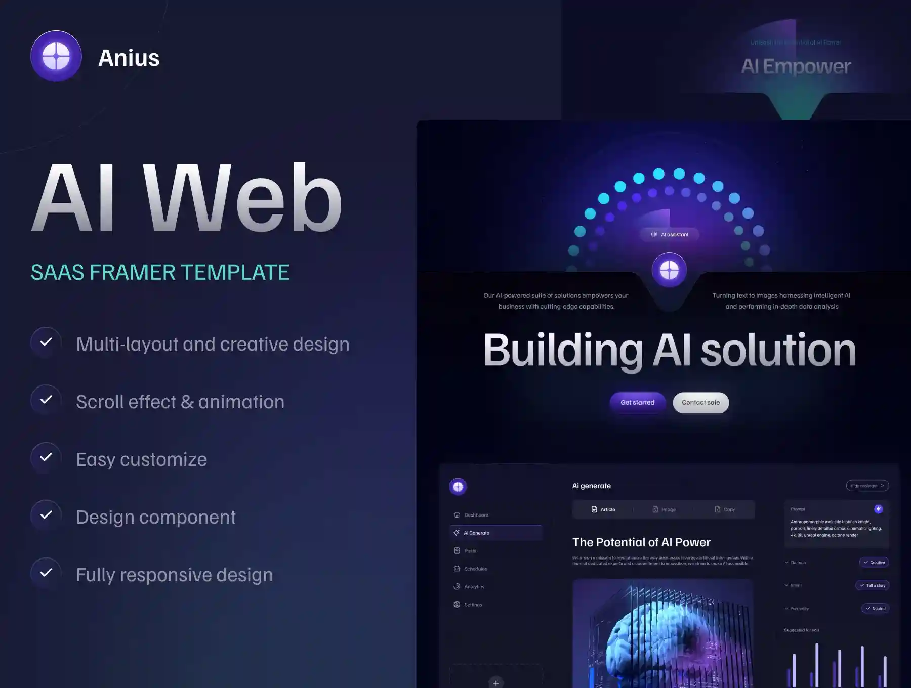 Anius - SaaS, Startup, AI Website Template