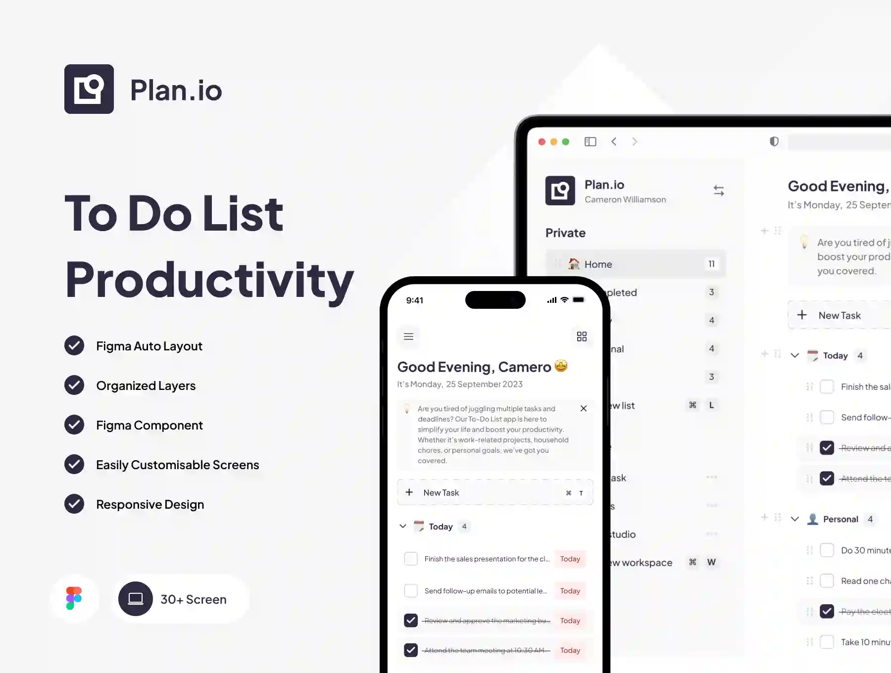 Plan.io - To Do List Productivity App UI KIT