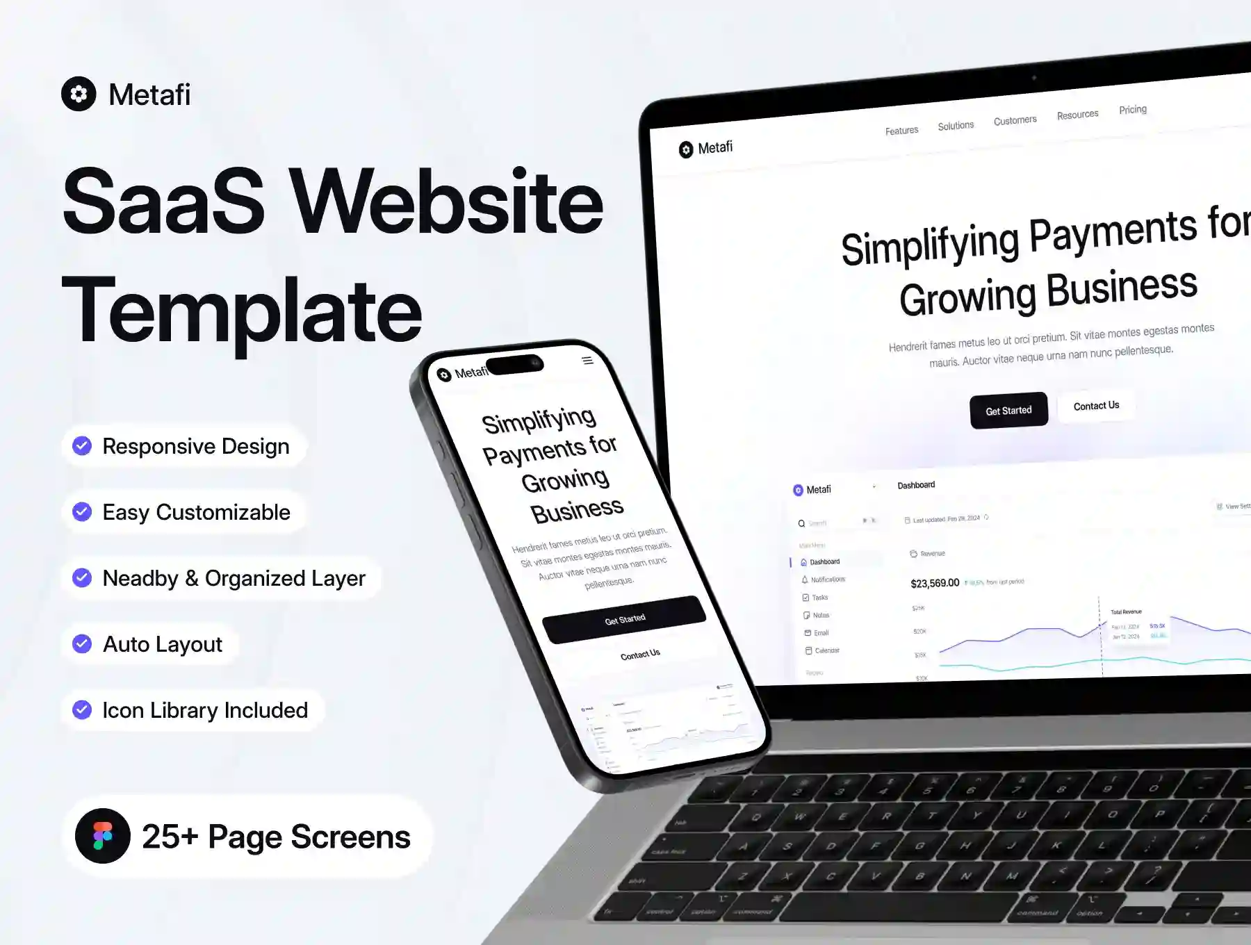 Metafi - SaaS - Website Template UI Kit